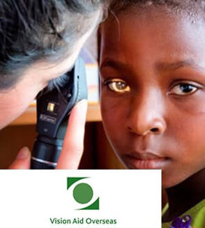 Child receiving eye test Vision Aid Overseas logo