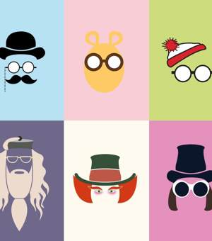 Graphic designs of famous book characters